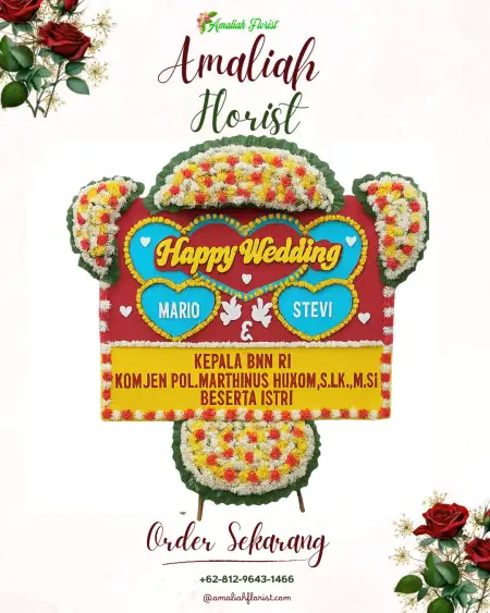Papan Bunga Pernikahan Bunga Mas
